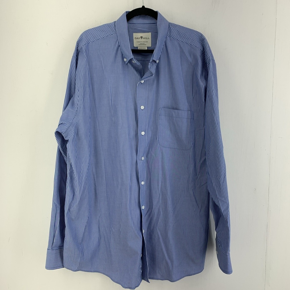 Oak Hill 18 37/38 Button Down Oxford Shirt Classic Fit Non Iron Business Casual